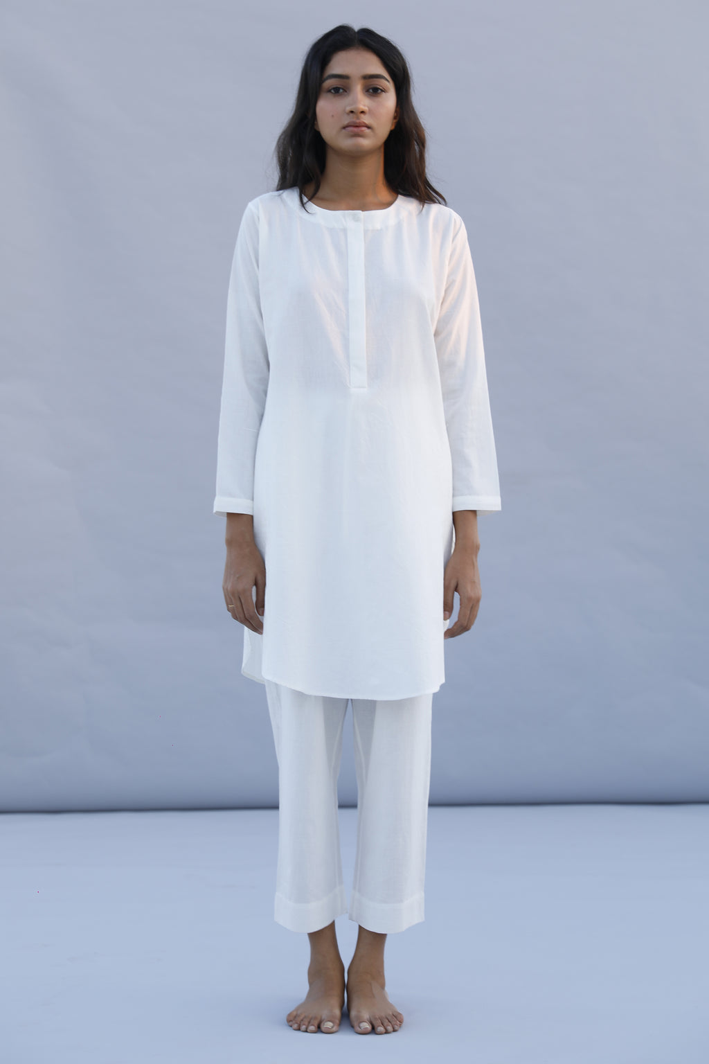 Buy Johri Sustainable Khadi Full Sleeve White Night Dresses For Women