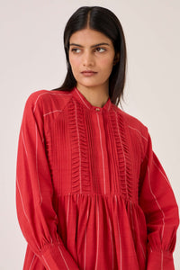 Amila Red Stripe Shirt Dress
