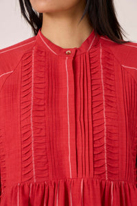Amila Red Stripe Shirt Dress