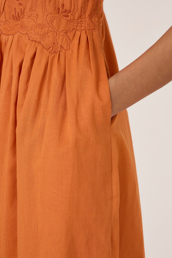Amani Apricot Embroidered Dress