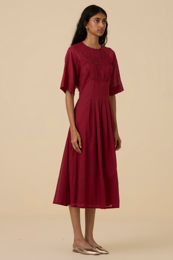 Tamina Cherry Cotton Midi Dress