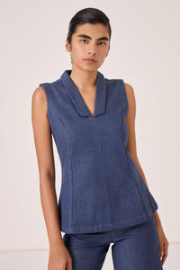 Maira Handloom Denim Waistcoat