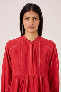 Amila Red Stripe Shirt Dress