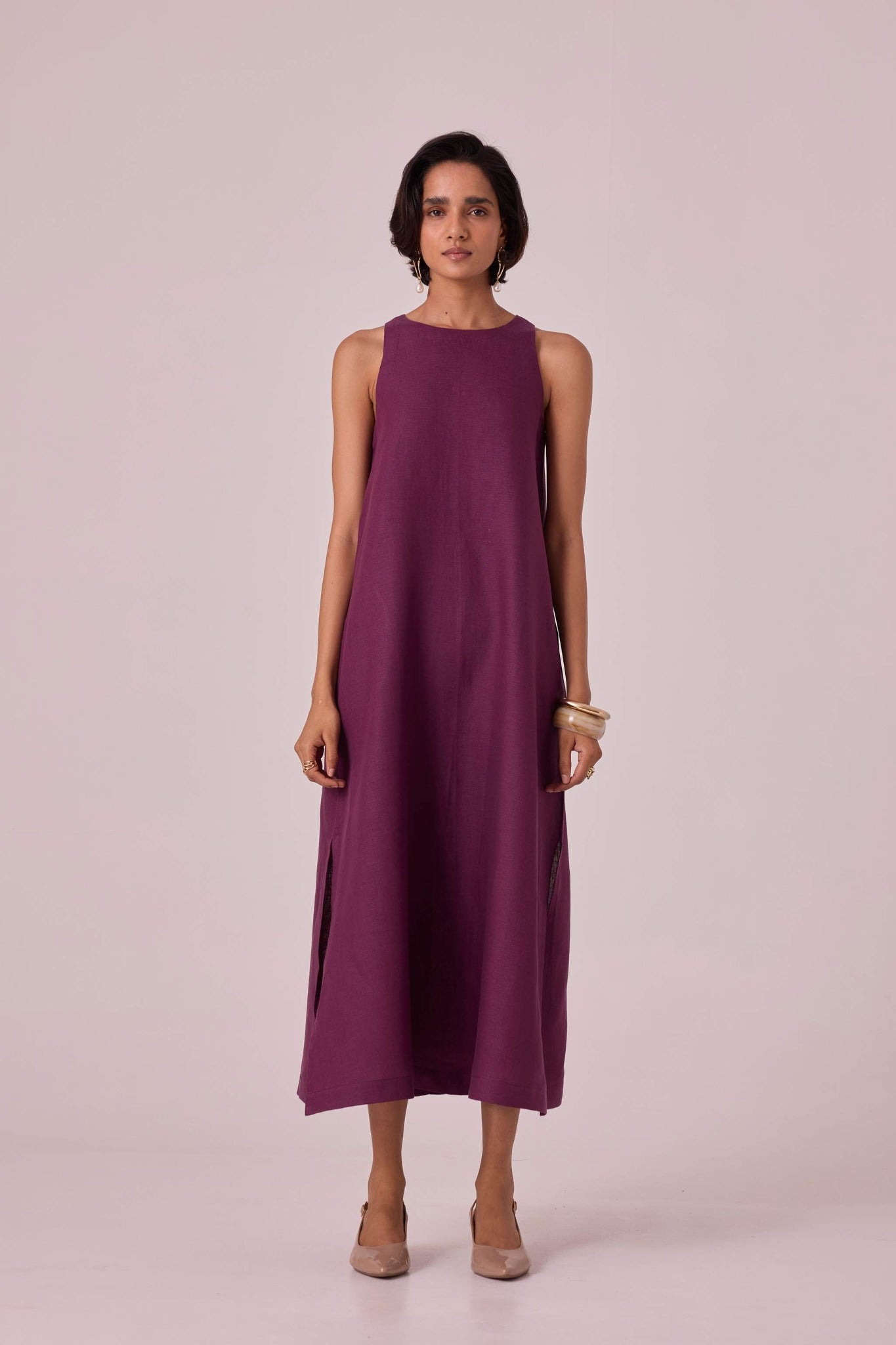 Pippa Purple Linen Midi Dress