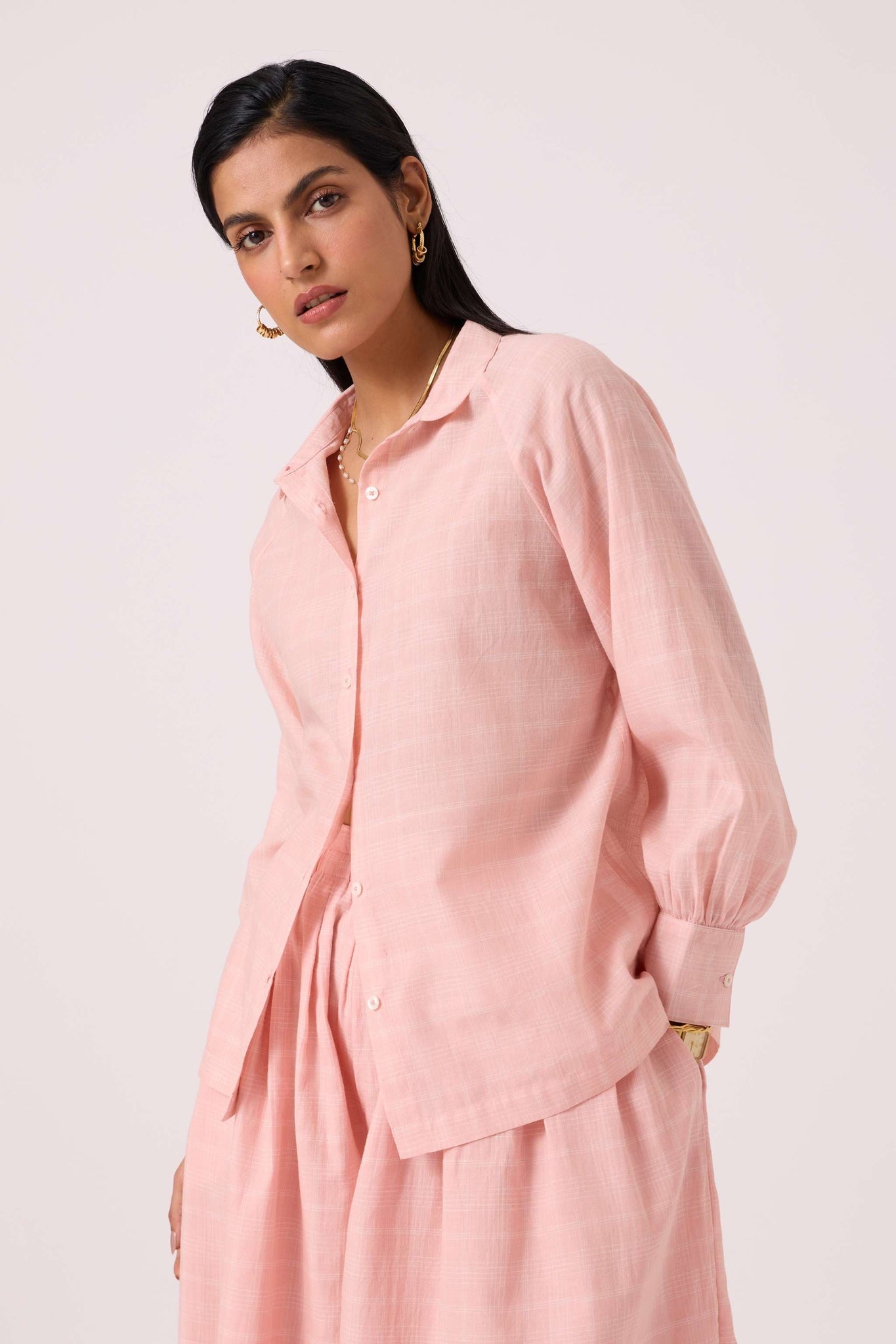 Yeji Pink Handwoven Shirt