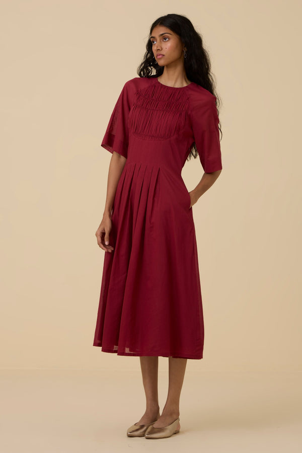 Tamina Cherry Cotton Midi Dress