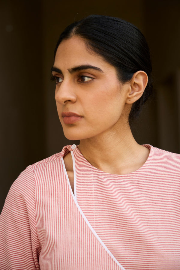 Cinta Handwoven Red Striped Tie Top