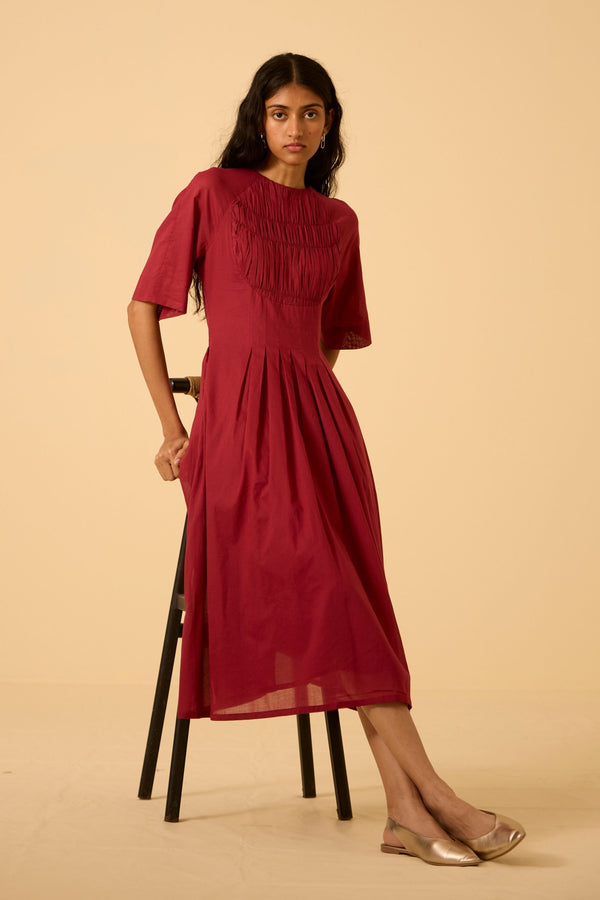 Tamina Cherry Cotton Midi Dress