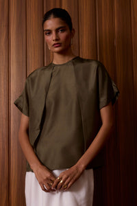 Pam Olive Silk Top