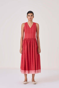 Ishara Handwoven Red Striped Dress