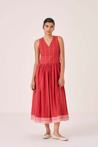 Ishara Handwoven Red Striped Dress