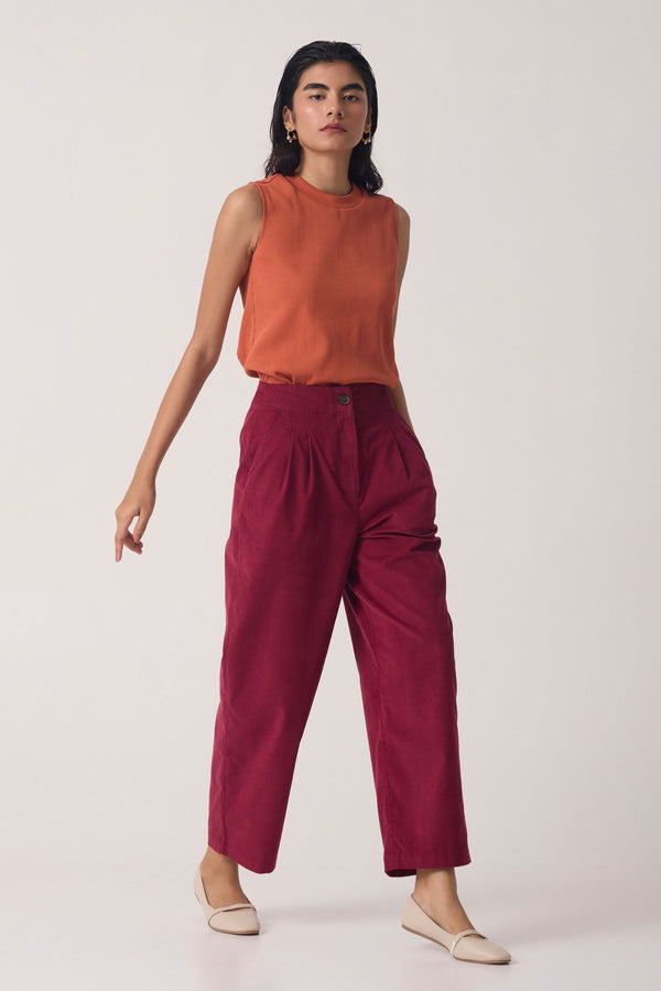 Margit Cherry Corduroy Pants