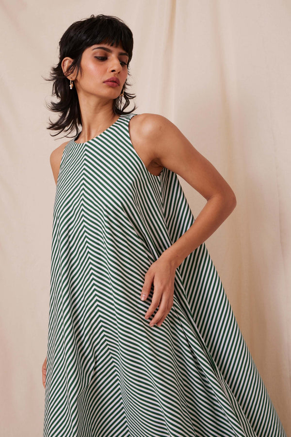 Audric Dress - Green Stripe