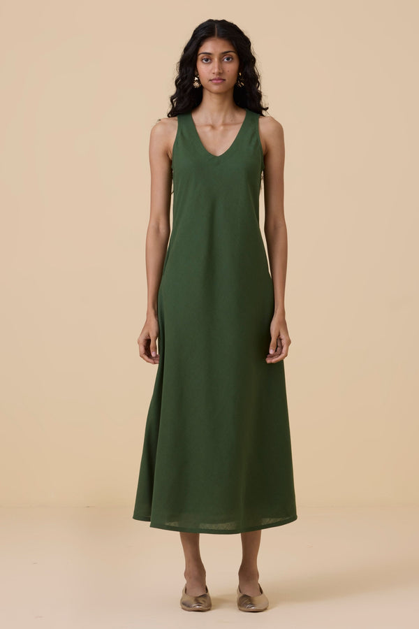 Saira Green Sleeveless Maxi Dress