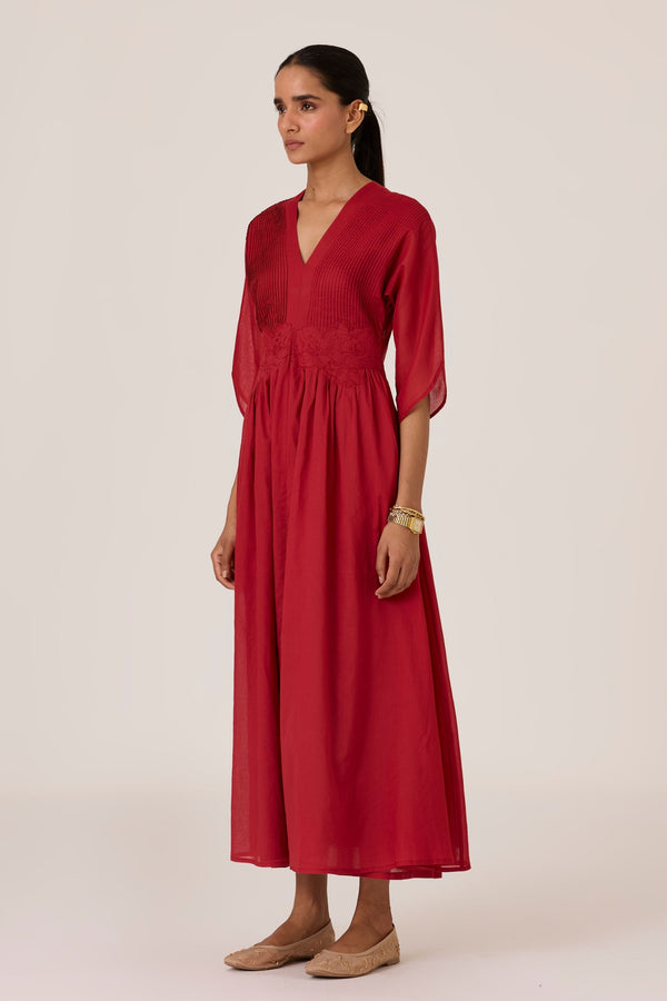 Kamil Scarlet Embroidered Maxi Dress