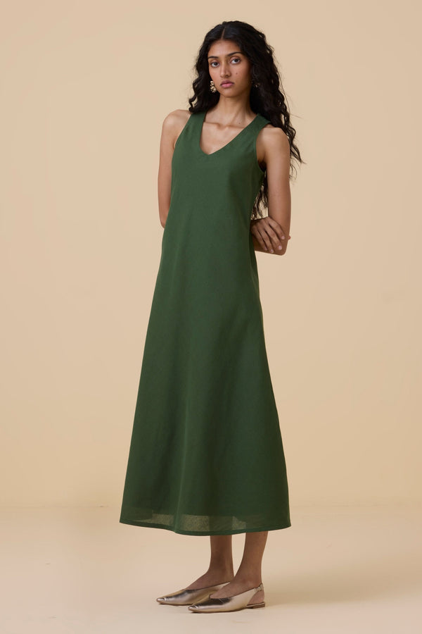 Saira Green Sleeveless Maxi Dress