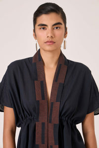 Sajith Black Handwoven Tie Top