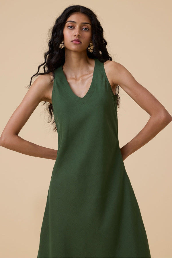 Saira Green Sleeveless Maxi Dress