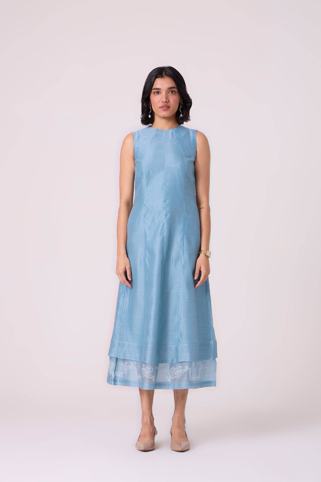Milena Blue Handwoven Panelled Dress