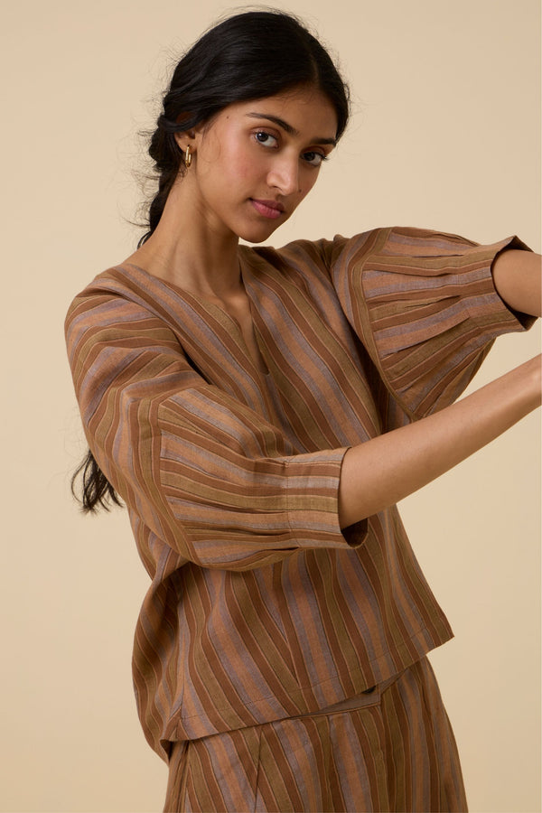 Faizaan Brown Stripe Top