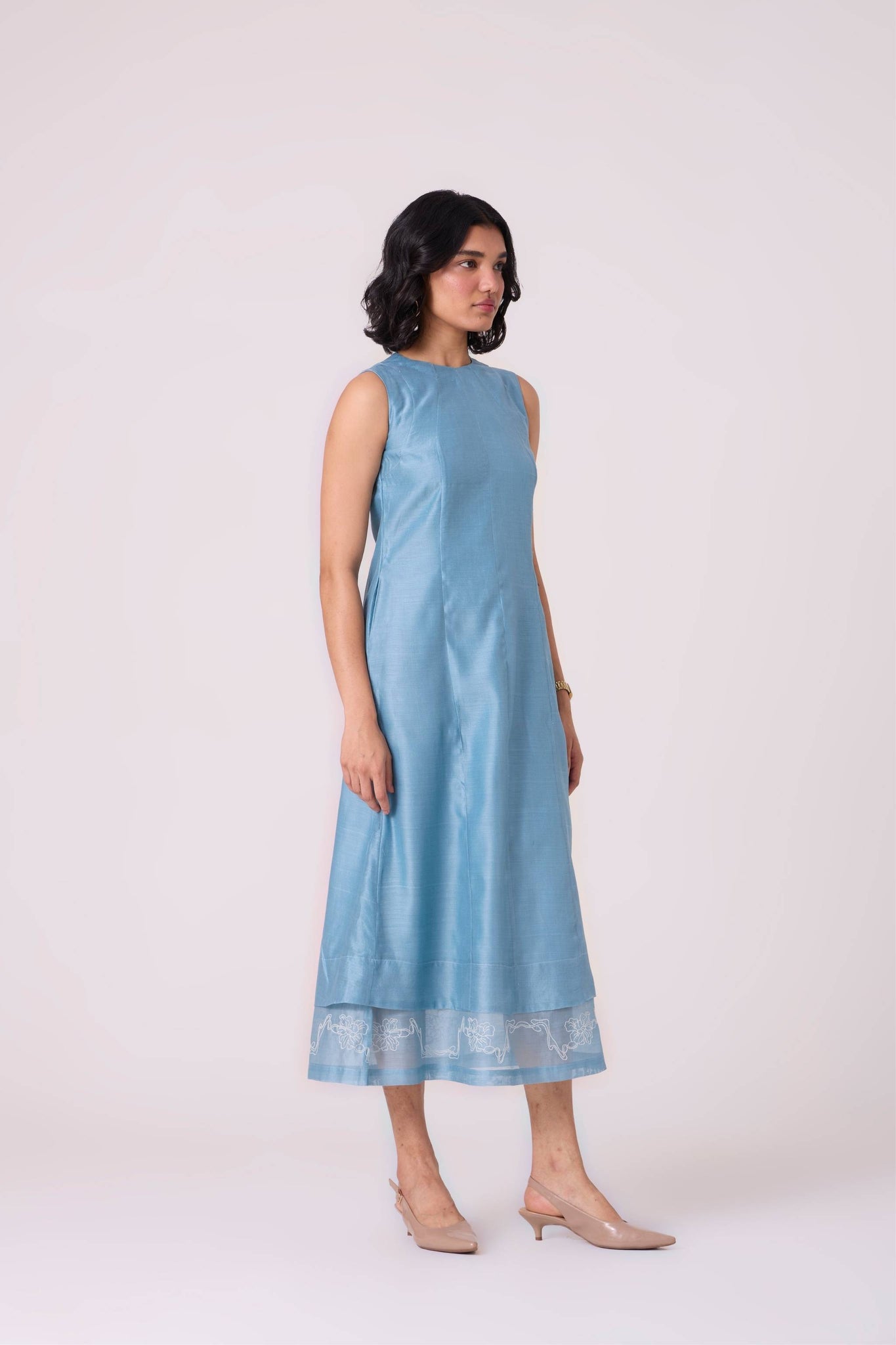 Milena Blue Handwoven Panelled Dress