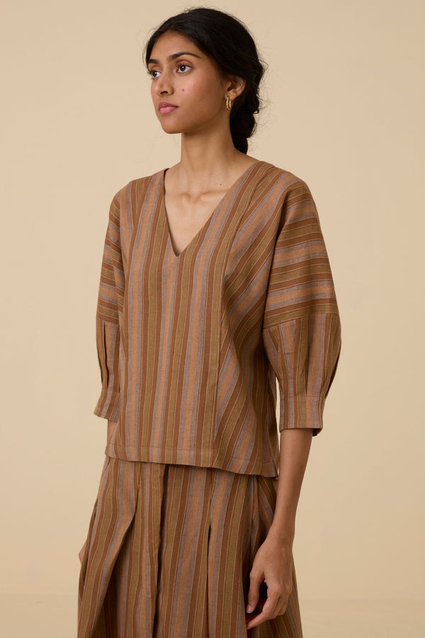 Faizaan Brown Stripe Top