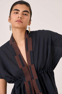 Sajith Black Handwoven Tie Top