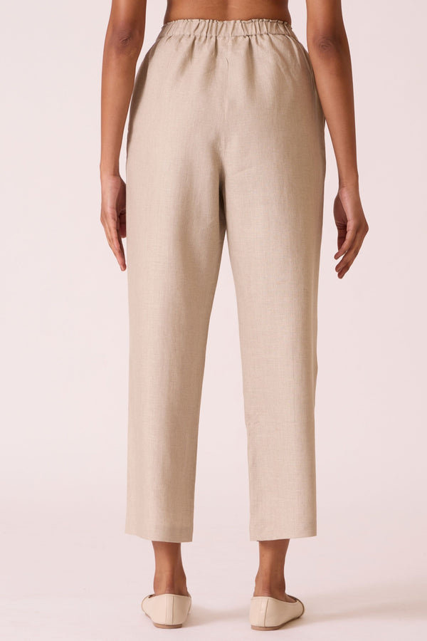 Torri Beige Linen Trousers