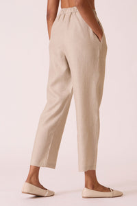 Torri Beige Linen Trousers