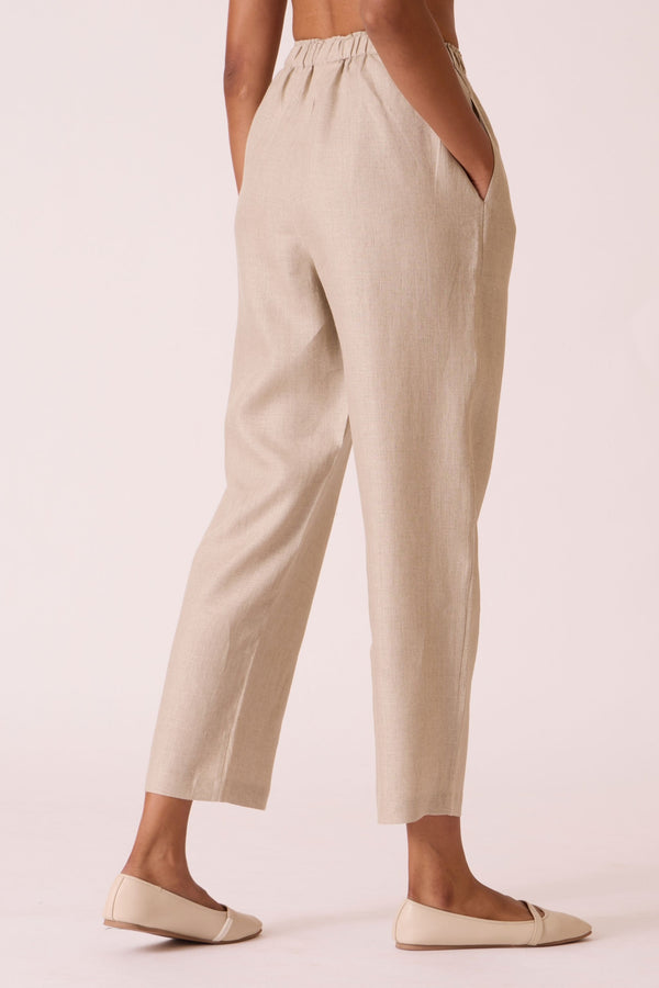 Torri Beige Linen Trousers