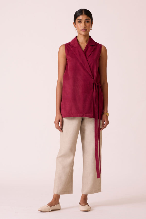 Torri Beige Linen Trousers