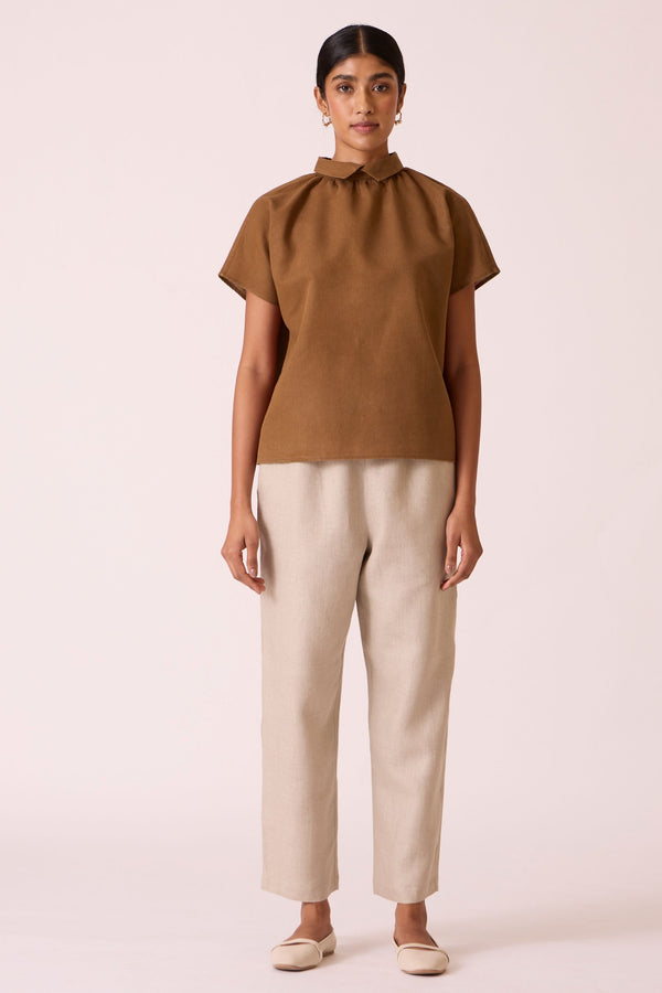 Torri Beige Linen Trousers