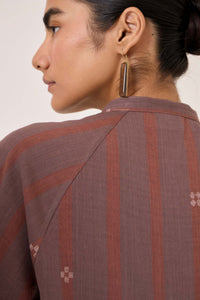 Heen Handwoven Brown Striped Top
