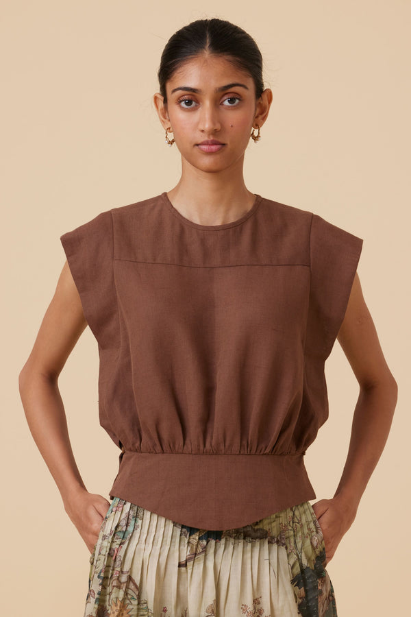 Tahira Brown Top