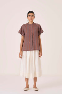 Heen Handwoven Brown Striped Top