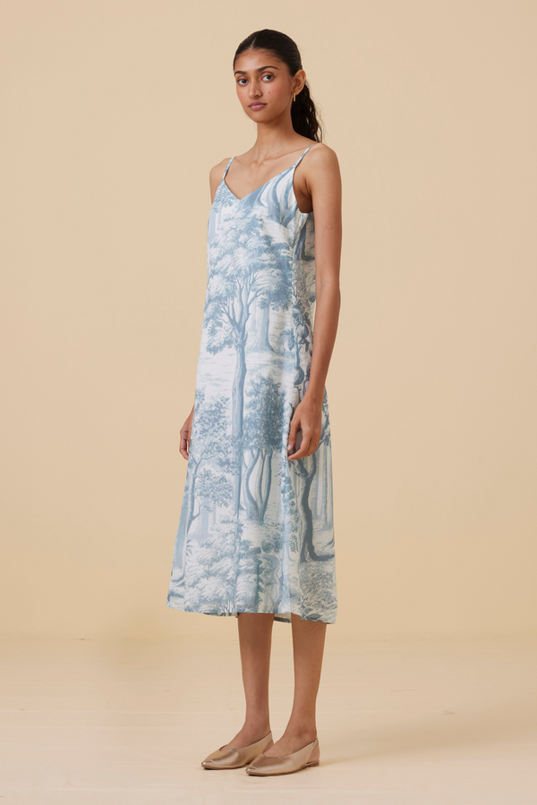 Aseel Blue Print Handwoven Dress