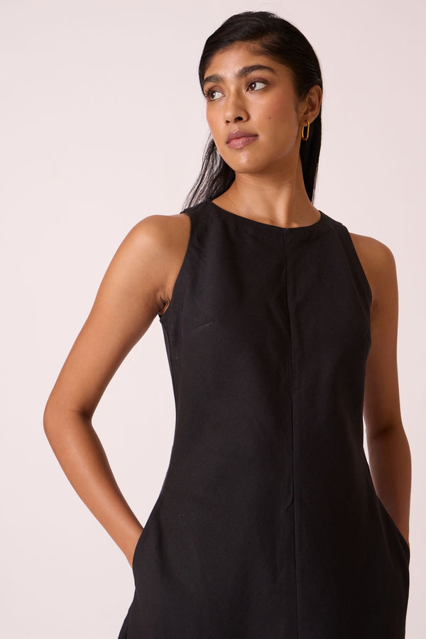 Naomi Black Linen Cotton Dress