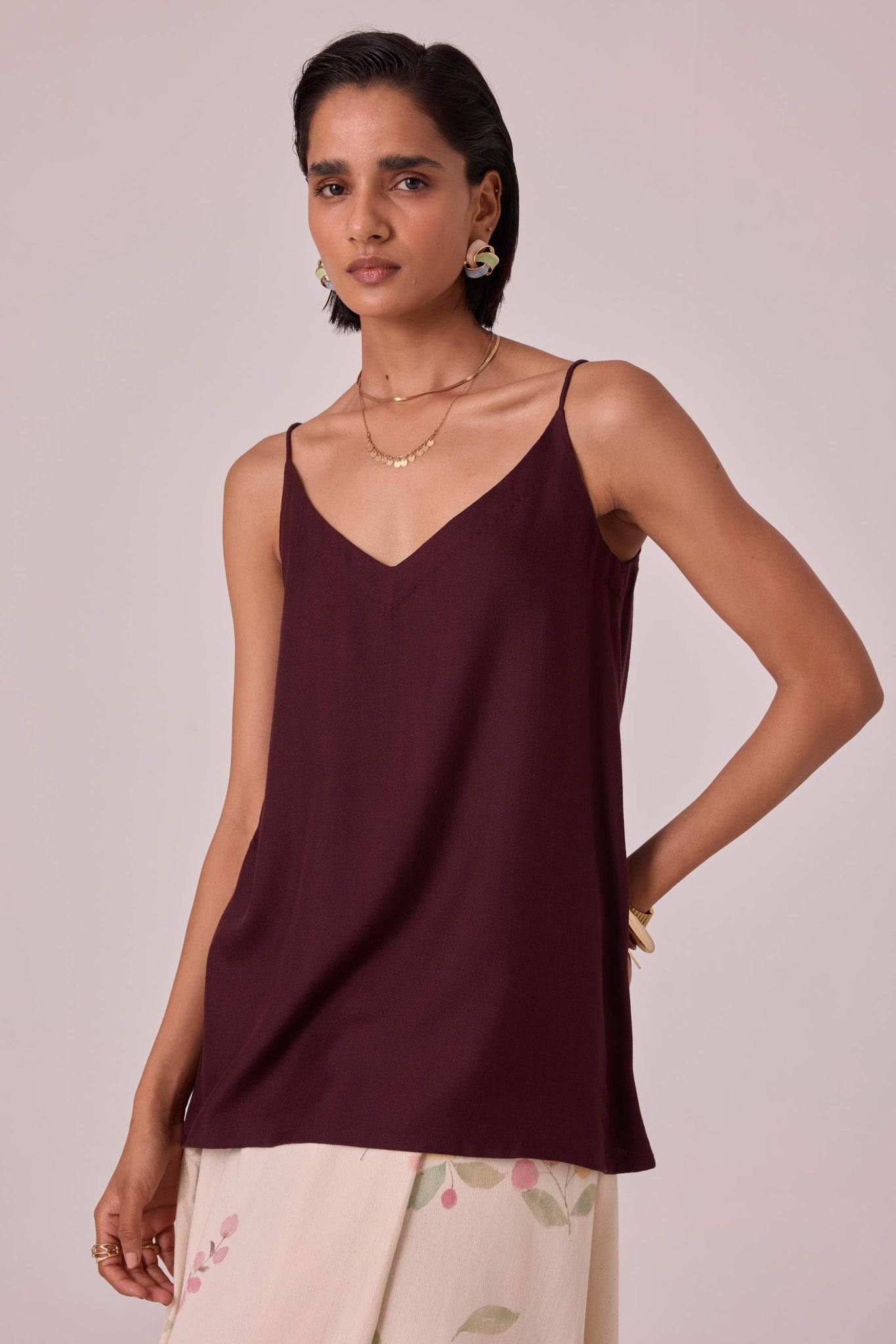 Daene Wine Silk Camisole
