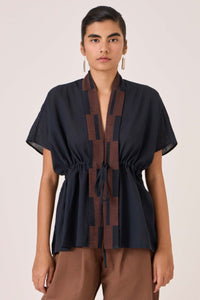 Sajith Black Handwoven Tie Top