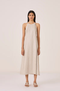 Supun Biege Linen Panelled Dress