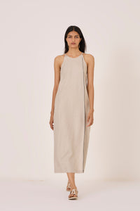 Supun Biege Linen Panelled Dress