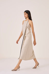 Supun Biege Linen Panelled Dress