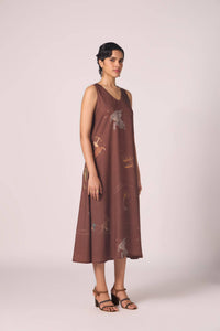 Saira Brown Zodiac Print Maxi Dress