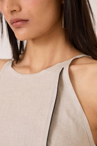 Supun Biege Linen Panelled Dress