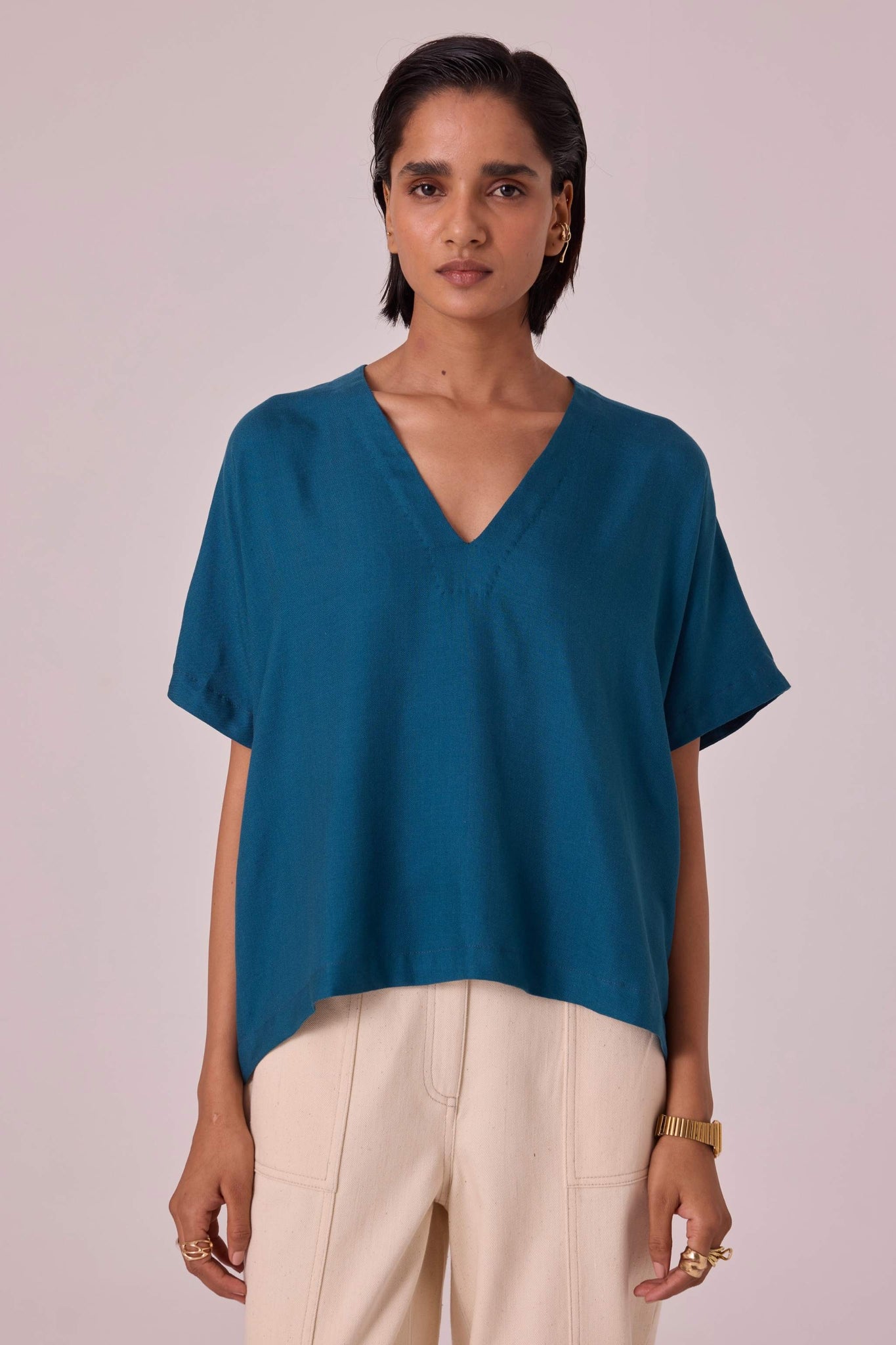 Rue Blue Silk Top