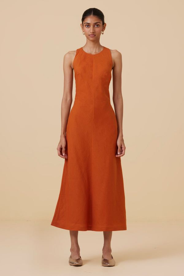 Riha Orange Halter Maxi Dress