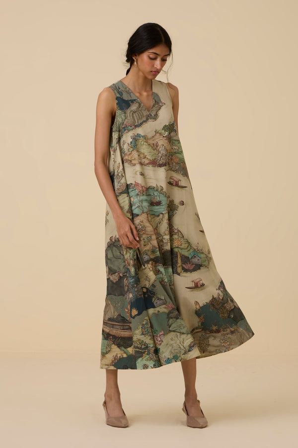 Riaz Green Print Maxi Dress