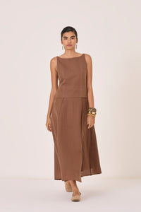 Senaka Brown Quilted Dress
