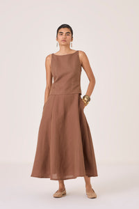 Senaka Brown Quilted Dress
