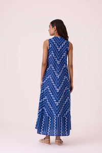 Nikol Blue Striped Ikat Dress